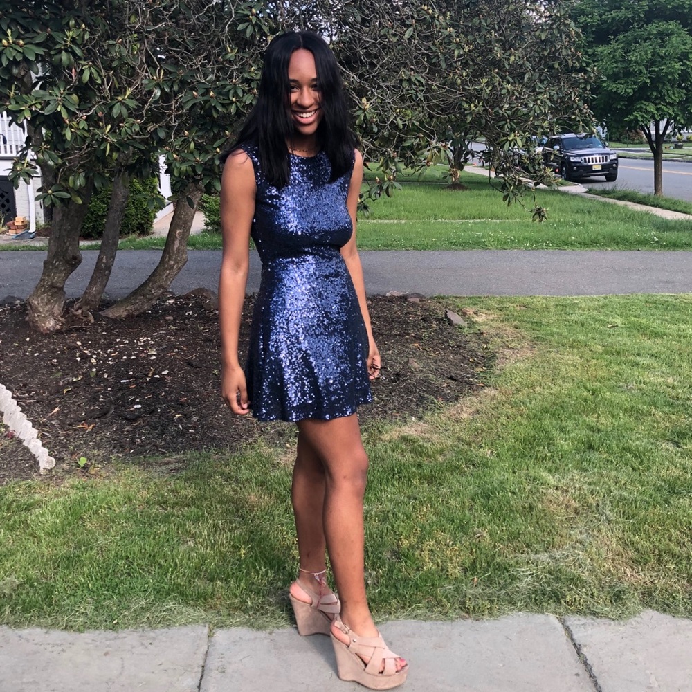 Sequin midnight blue skater dress